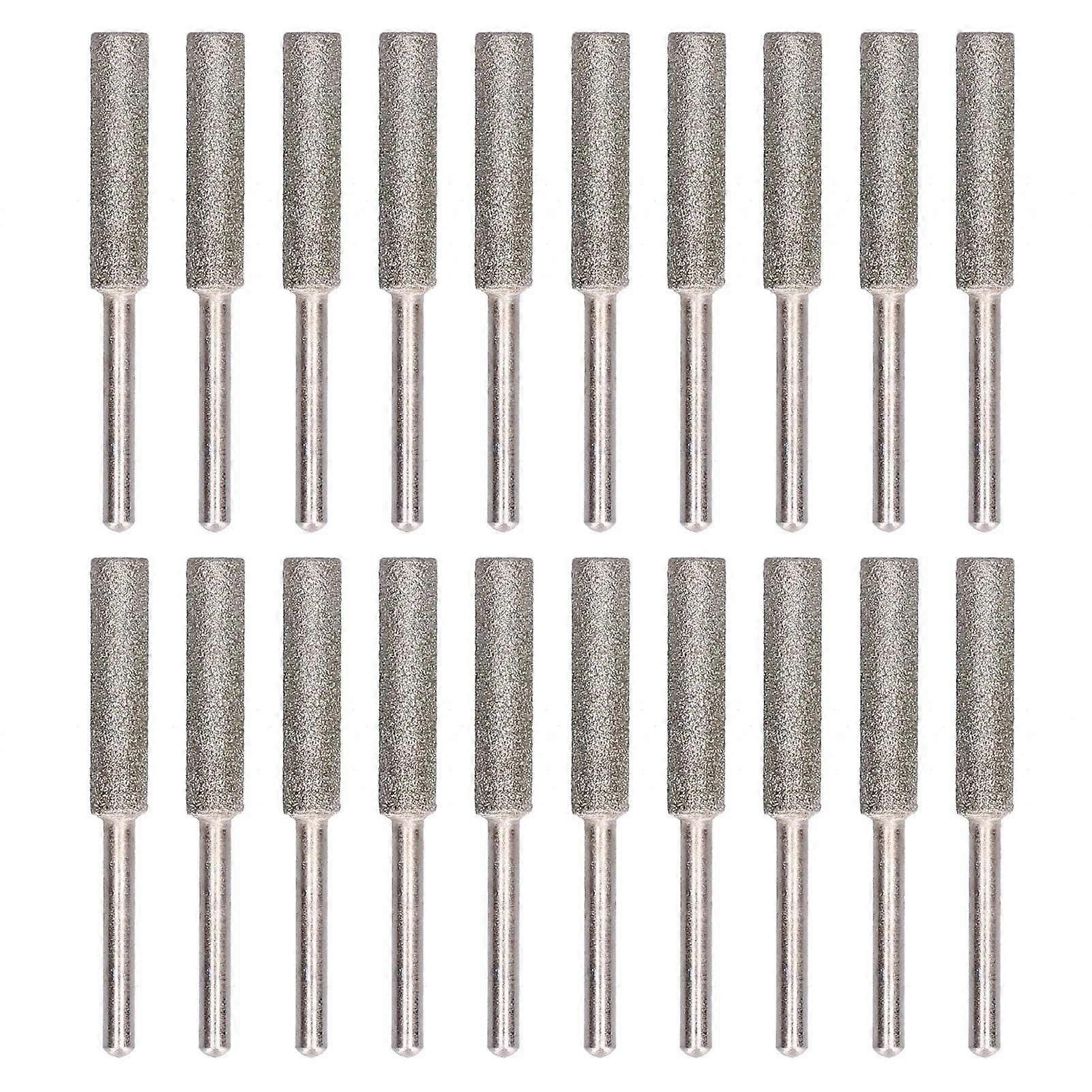 20Pcs Chainsaw Sharpener Burr Grinding Head Rotating File Sharpening Tool Set KitSilver 5.5mm