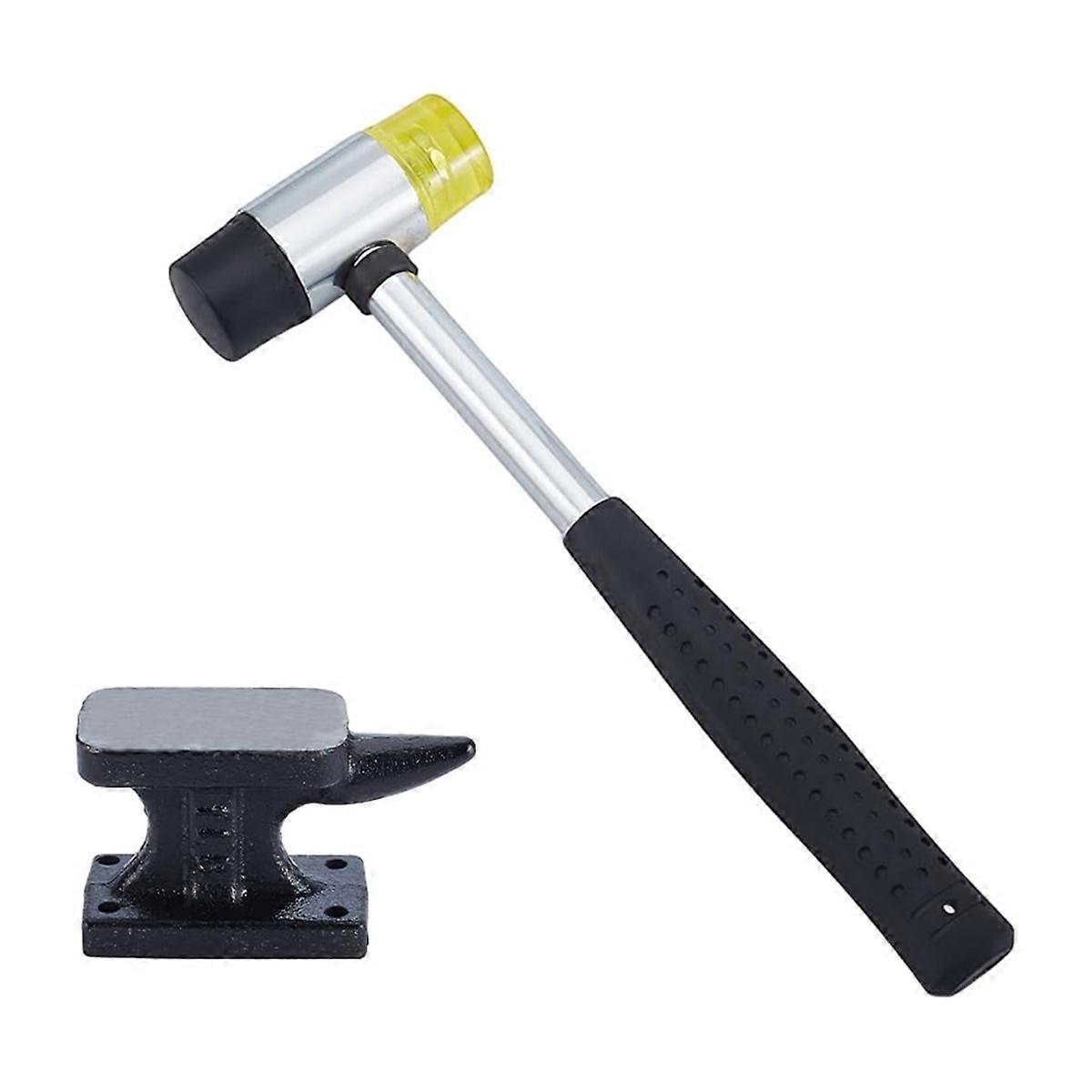 Mini Horn Anvil Set Iron Anvil with Rubber Hammer Blacksmith Forge Kit Forging Bench Block Anvil Silversmithing Tools