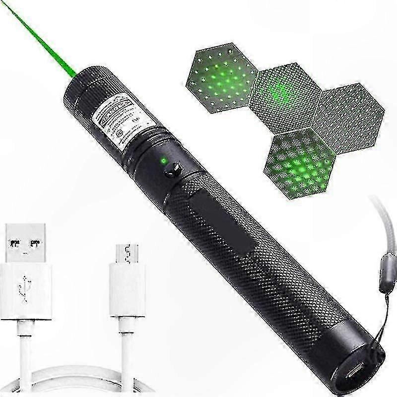 Adjustable Focus Green LED Flashlight with USB Charging and Long-Range Beam