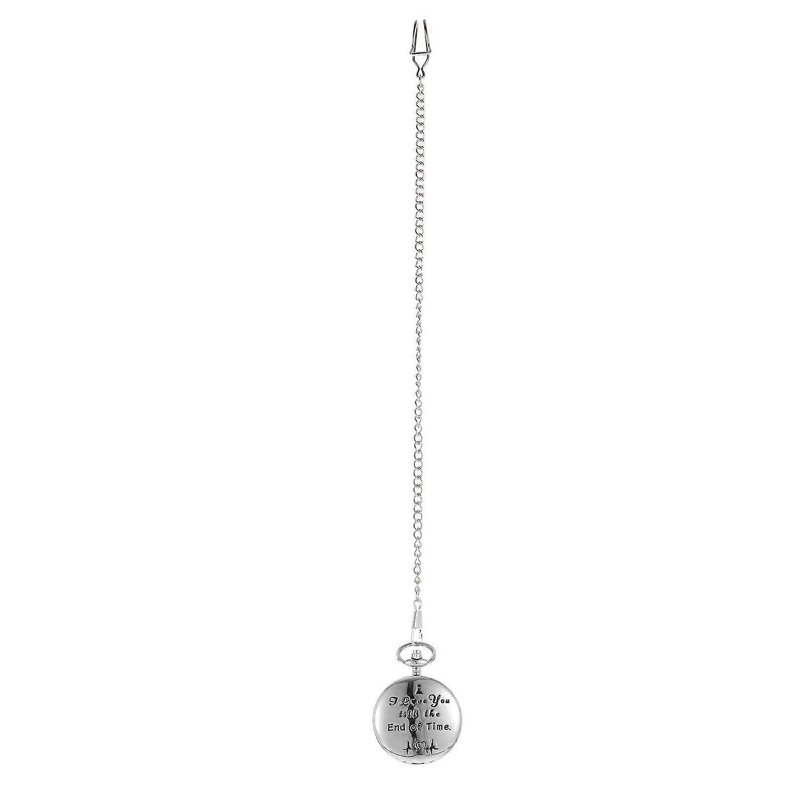 Retro Hanging Watch Silver Pocket Watch with Chain Analog Style