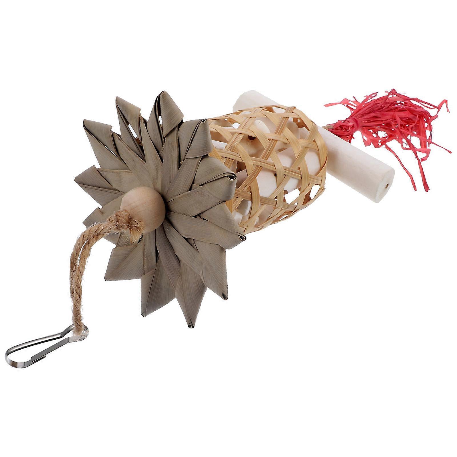 Bird Chewing Toy Wooden Foraging Toy with Hanging Hook 3Pcs Set