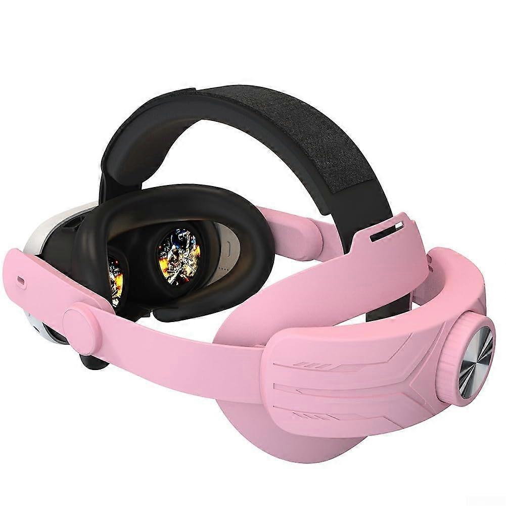 Comfortable Headband For Meta Quest 3 VR Pink Adjustable Strap Soft Foam Padding