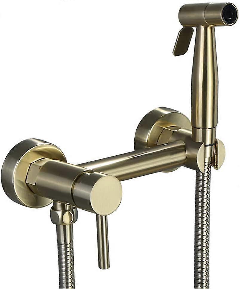Bidet Spray Set With Brass Brushed Gold Finish, DualTemperature Hot Cold Water Toilet Spray Gun Nozzle Interesting Life