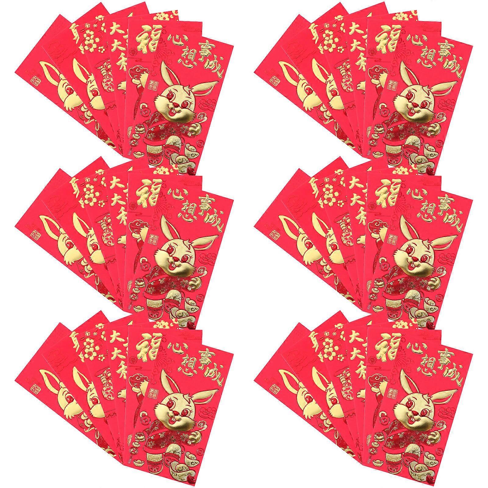 New Year Red Packet Red Envelopes Paper for Decor 60Pcs
