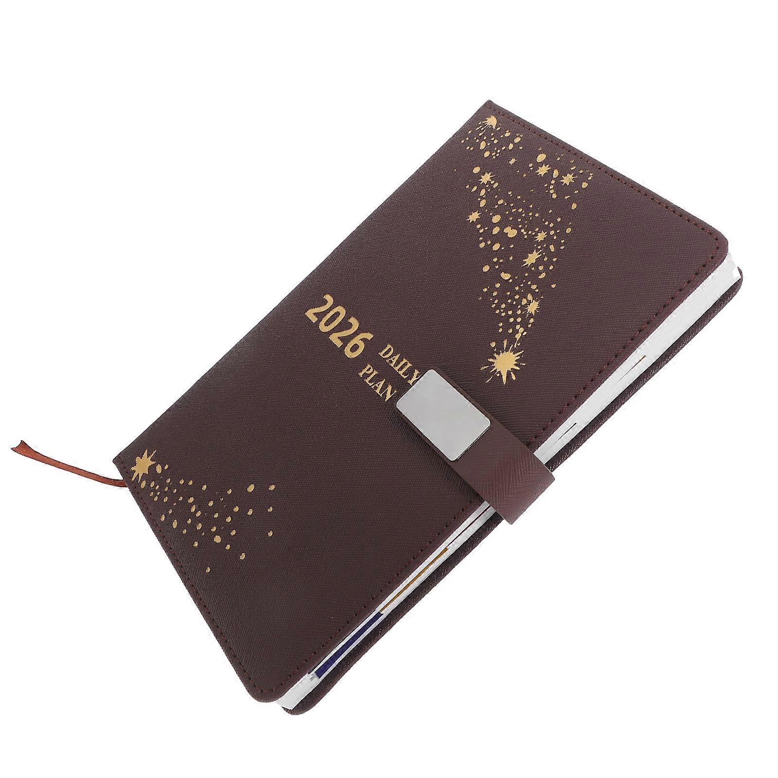 2026 Daily Planner Notebook PU Cover for Business Notes with Monthly Bookmarks