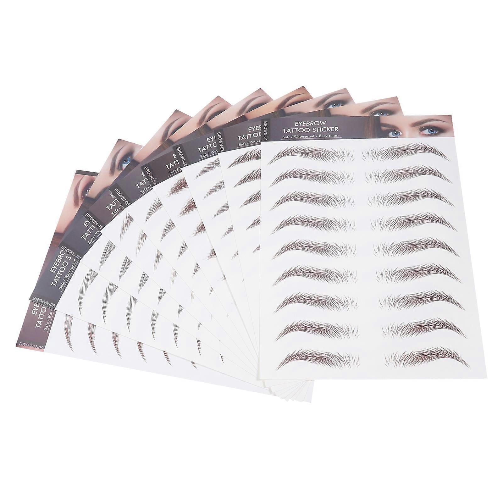 Imitation Eyebrow Brown Eyebrows Stickers for Decoration 18 Sheets