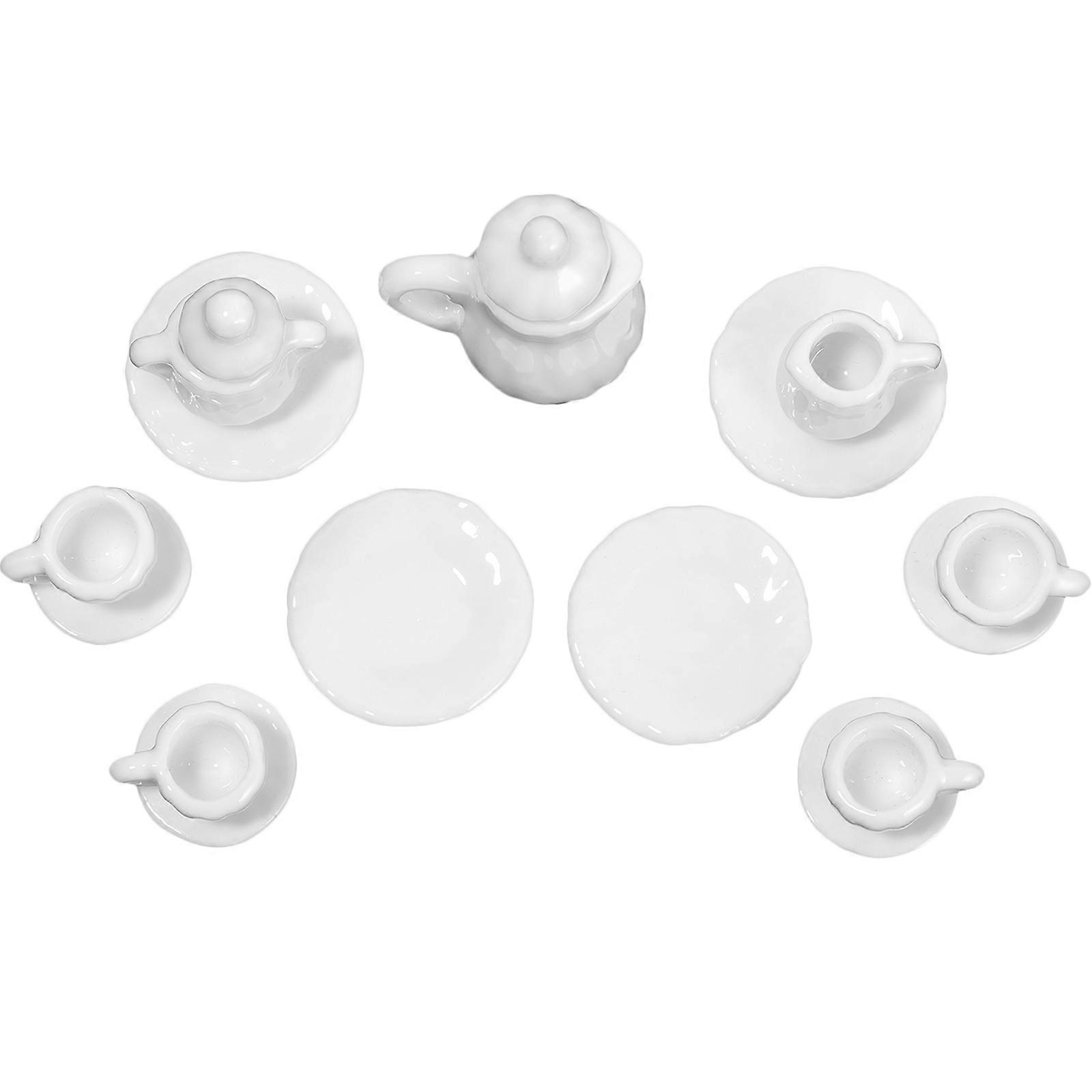 Mini Ceramic Tea Pot Set for Decor 1Set Doll House Accessory Kit