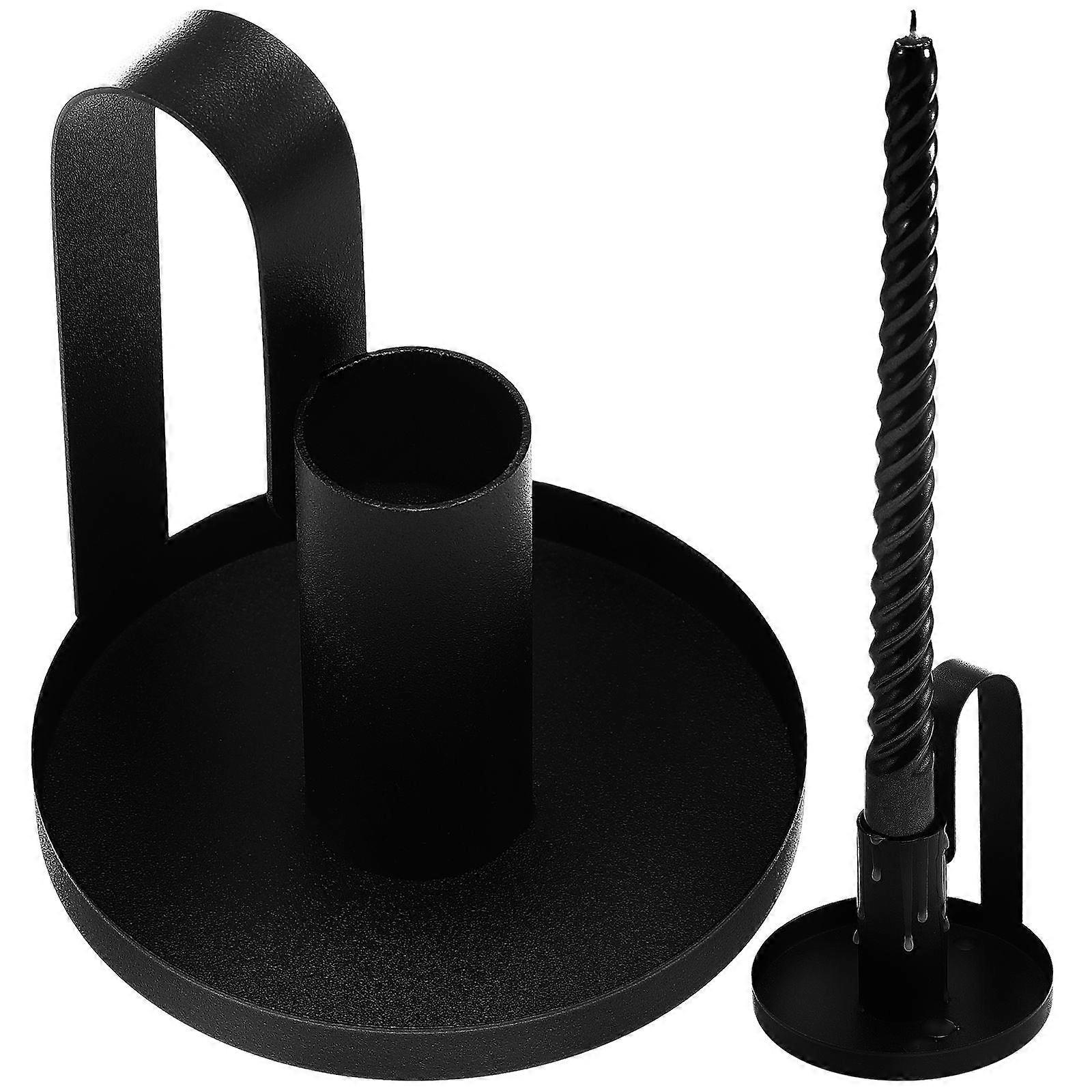 Candleholder Sets Iron Candle Support Matte Protective Paint For Halloween Decor Rust Prevention 3.3×3.3×3.7in 2 Pcs