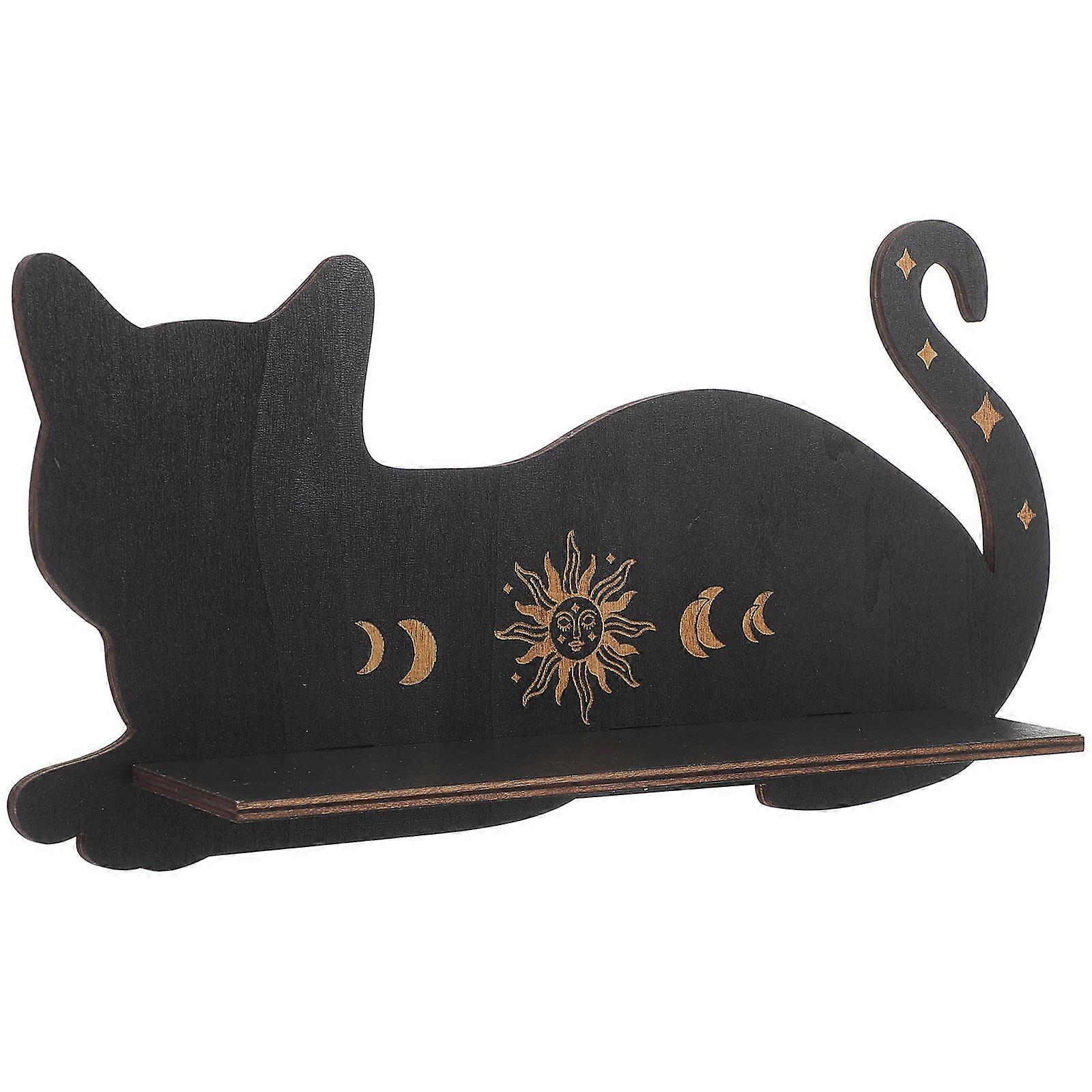 Wood Floating Shelf 4Pcs Cat Shape Decorative Indoor Use Black Color Designed For Homeowners And Interior Designers