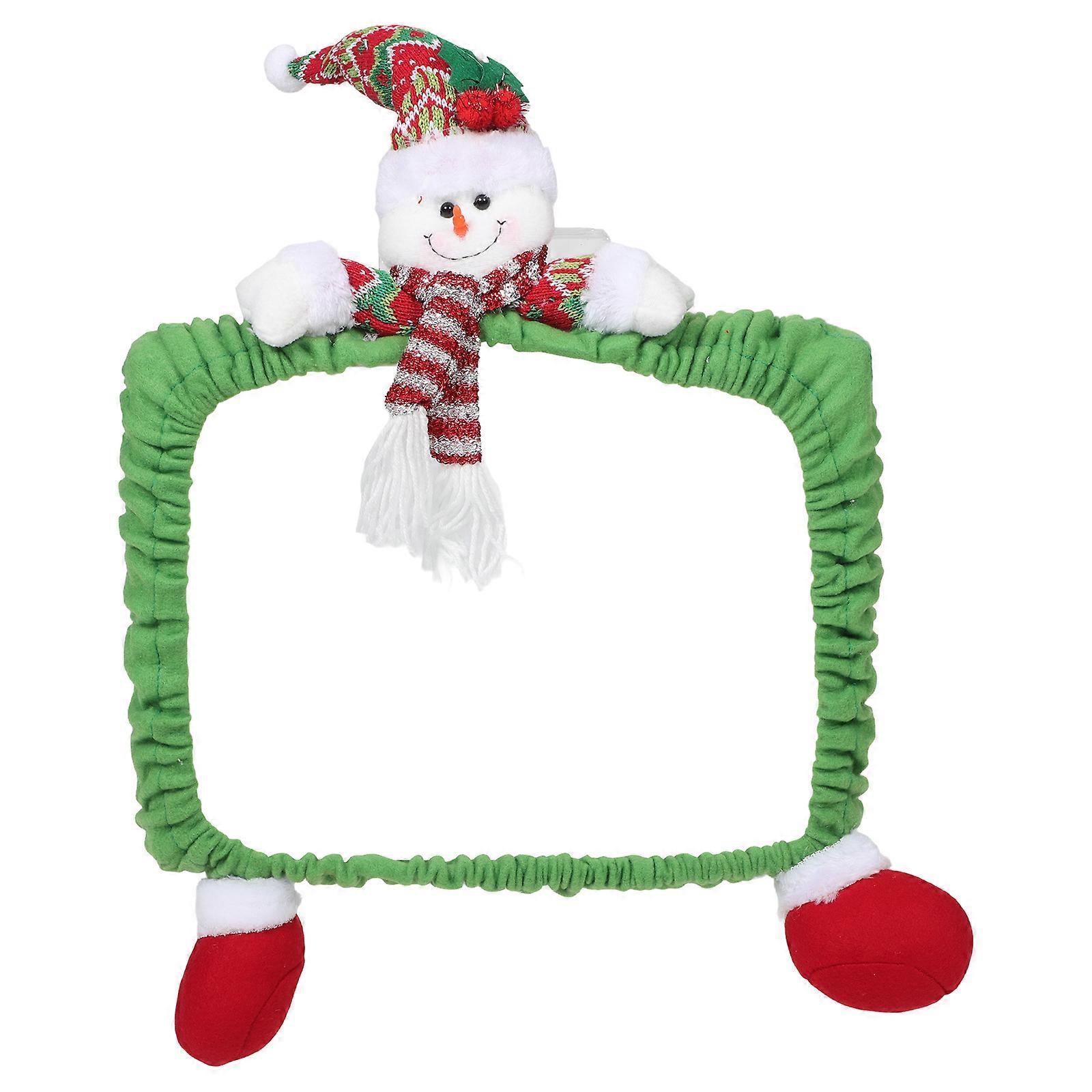 Holiday Monitor Sleeve Cotton Fleece Fabric Christmas Design Desktop Beautification For Users With Festive Preferences 1Set
