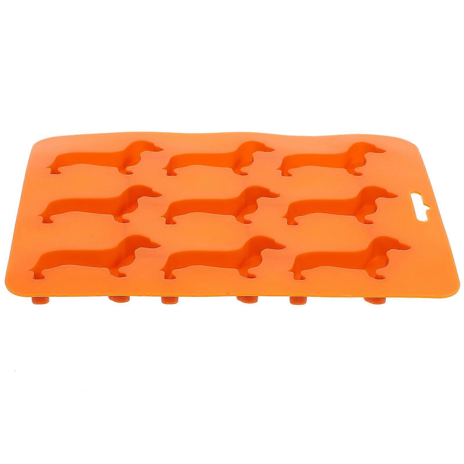 Orange Silicone Tray for Dachshund Ice Cube Mold Set