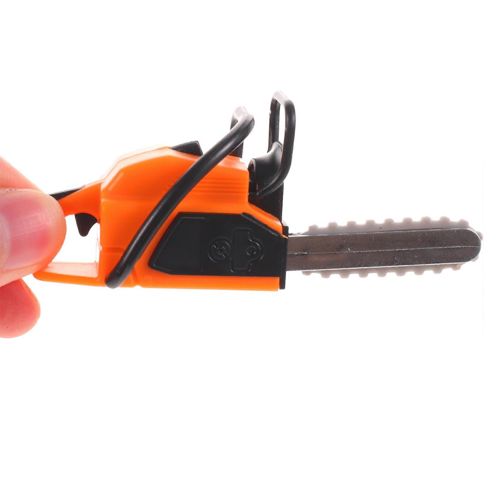 Mini Chainsaw Model for Mini House Decor 2Pcs Orange Simulated Prop