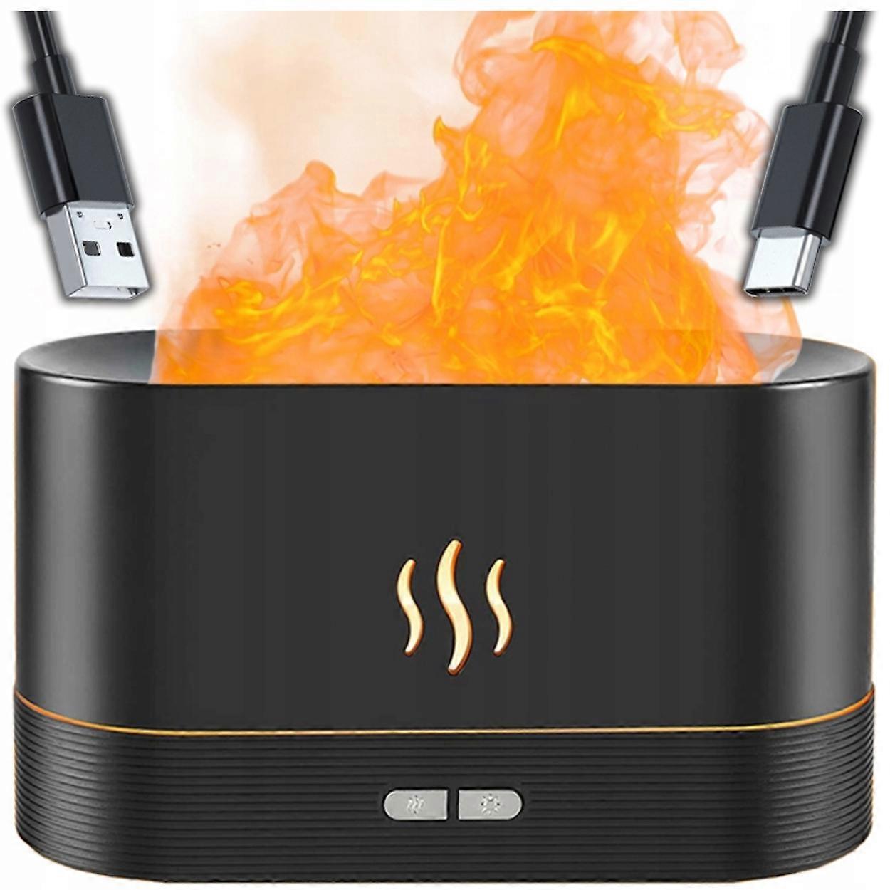 Air Humidifier Night Light Flame Effect Fireplace Led Diffuser Usb