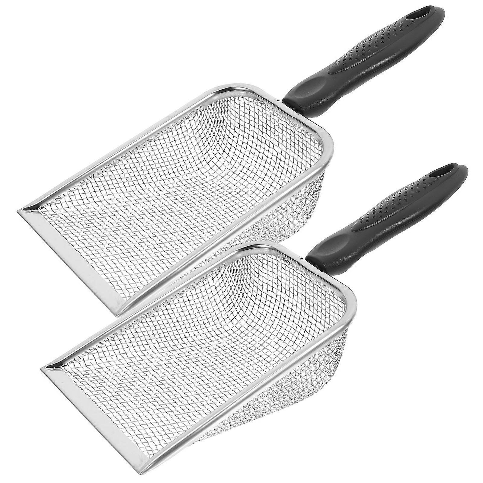 Sand Filter Beach Mesh Tool for Beach 2Pcs Silver Plastic Handle