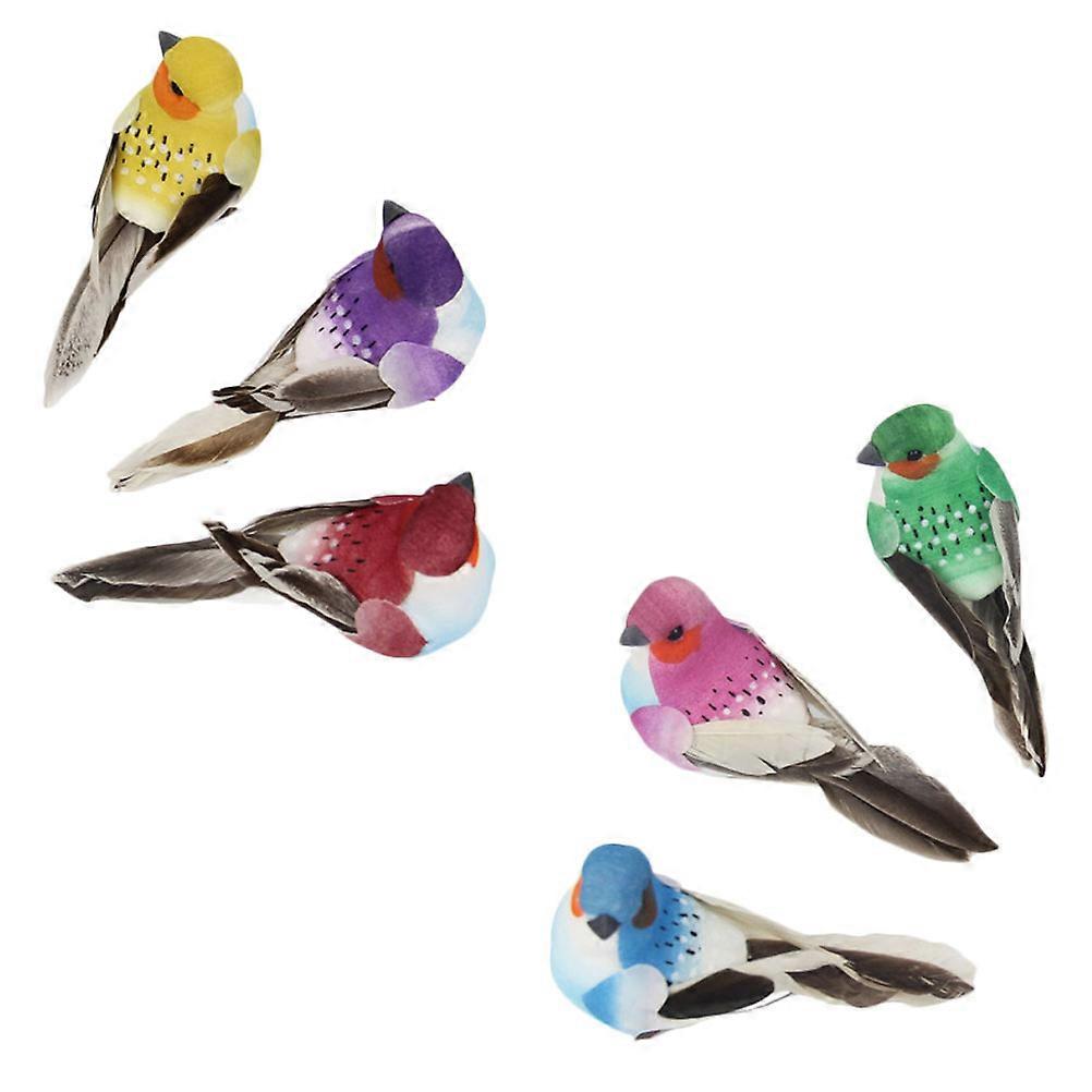 Garden Decoration Emulation Birds Decor for Tree Craft 6Pcs Set