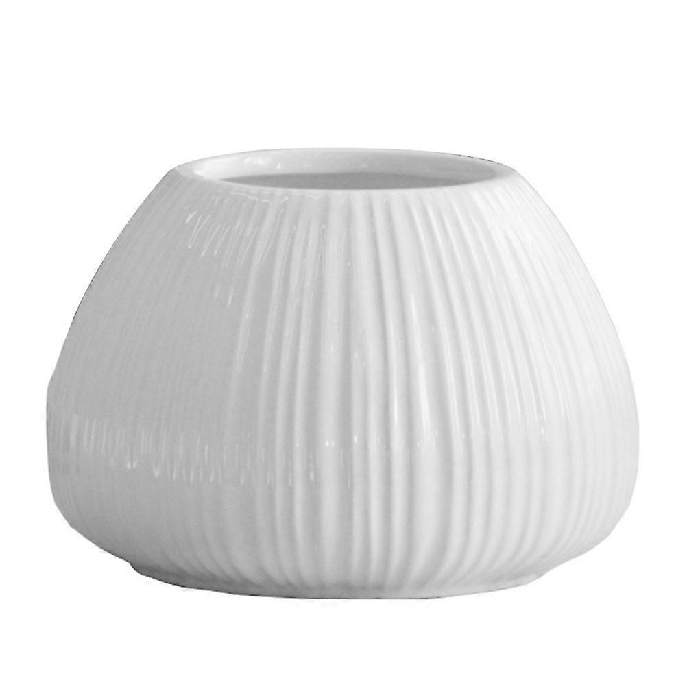 Ceramic Flower Vase for Decor with 3Pcs White Vertical Stripe Flowerpots