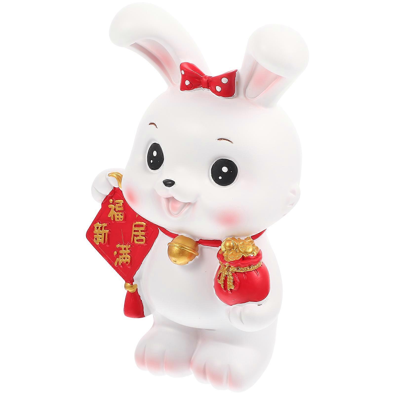 Rabbit Piggy Bank for Storage 4Pcs Resin Zodiac Rabbit Decoration