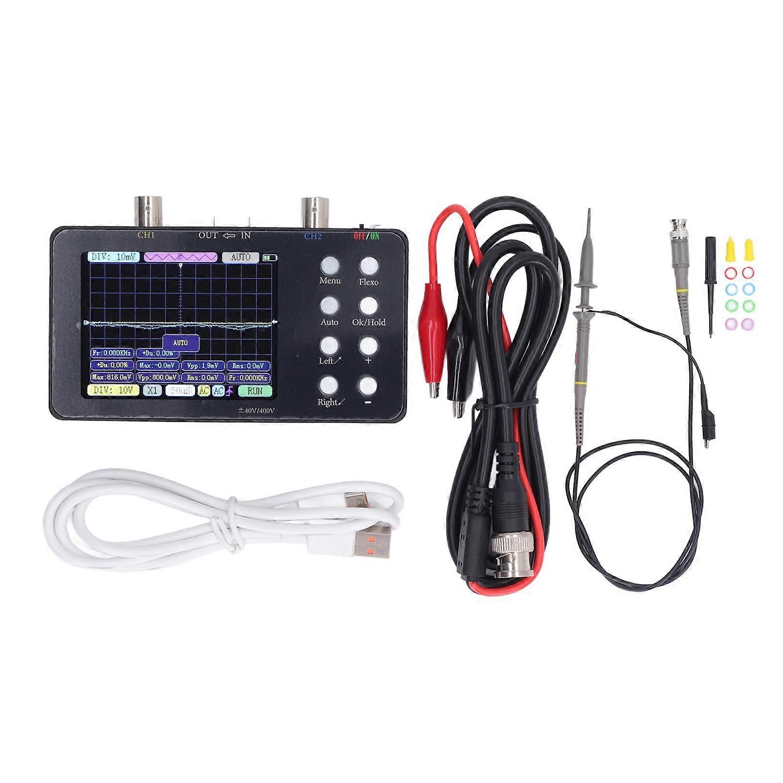 Digital Oscilloscope 2 Channel 3.2in LCD 50M/1CH Sampling Rate 10MSa/S Analog Bandwidth 20KB Storage Oscilloscope Kit 5V