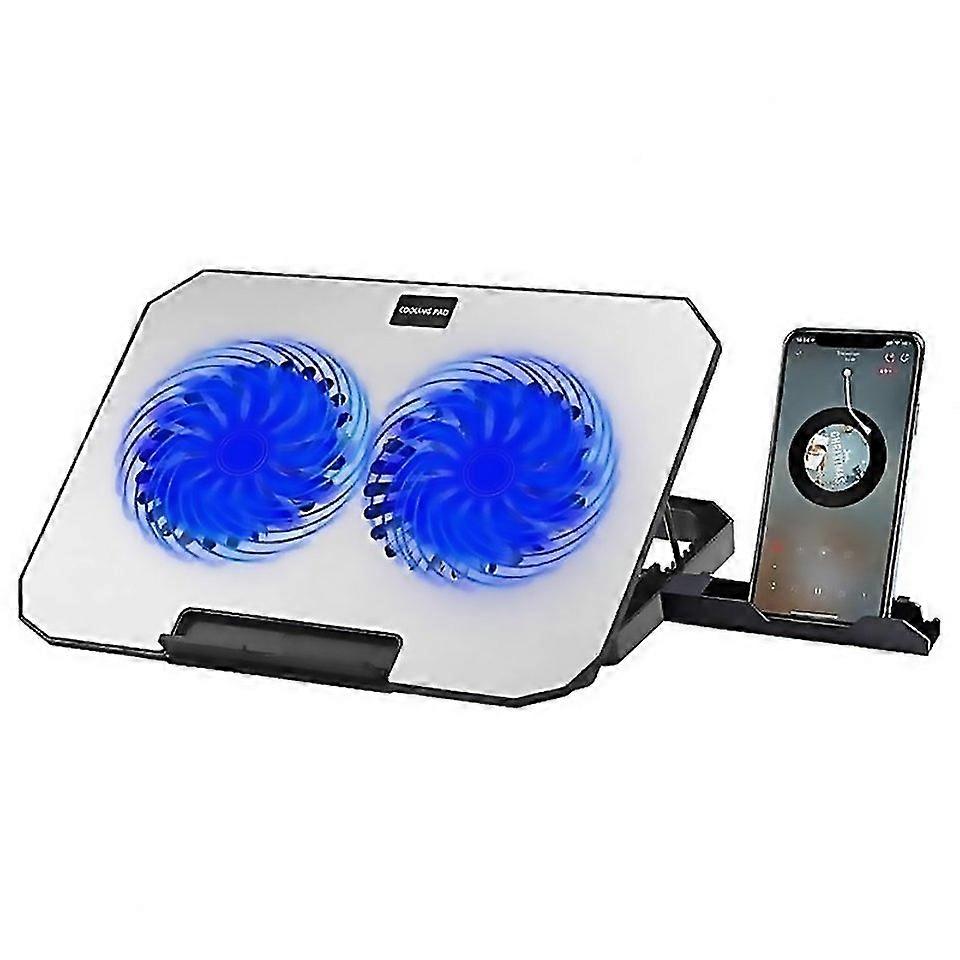 Support réglable pour ordinateur portable N22, double port USB, coussin de refroidissement portable avec support pour téléphone