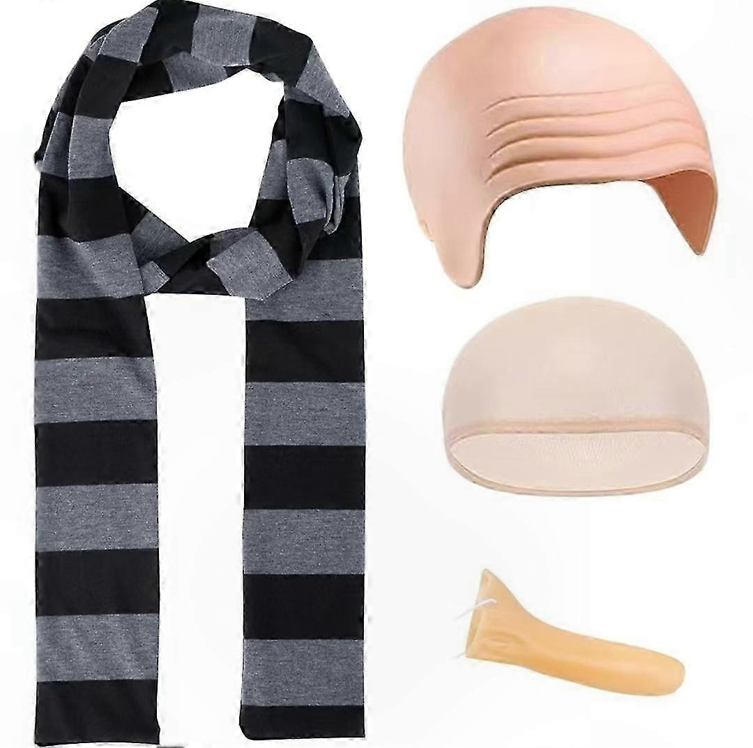 Kids Costume Set with Bald Cap, Scarf, and Nose Accessory for Halloween Role Play Fun