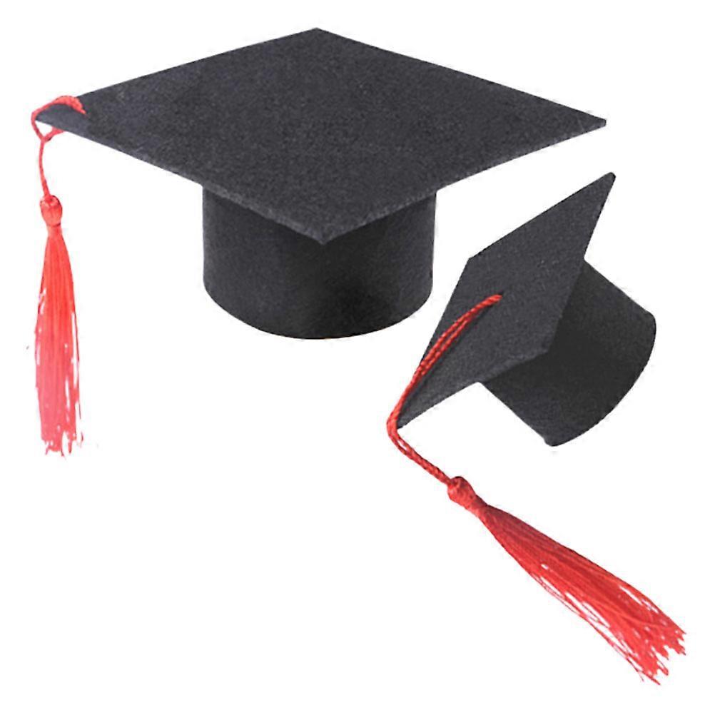 Mini Graduation Cap Small Pet Hat for Decor 4Pcs Black Felt
