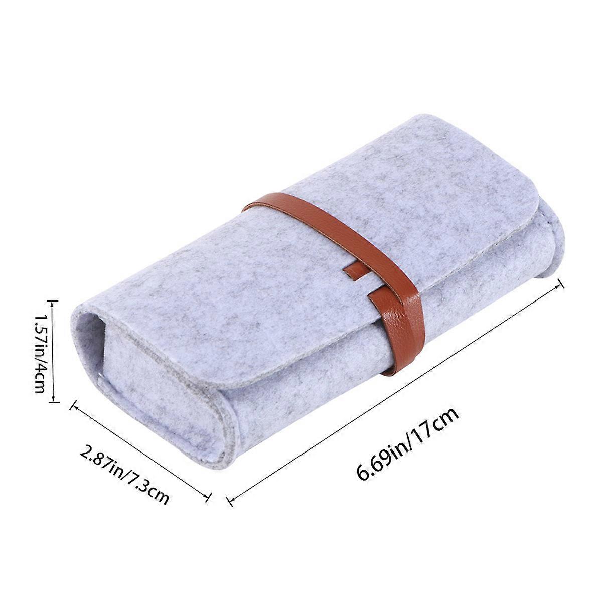 Felt Sunglasses Bag Protective Roll Up Case for Eyeglasses Gray
