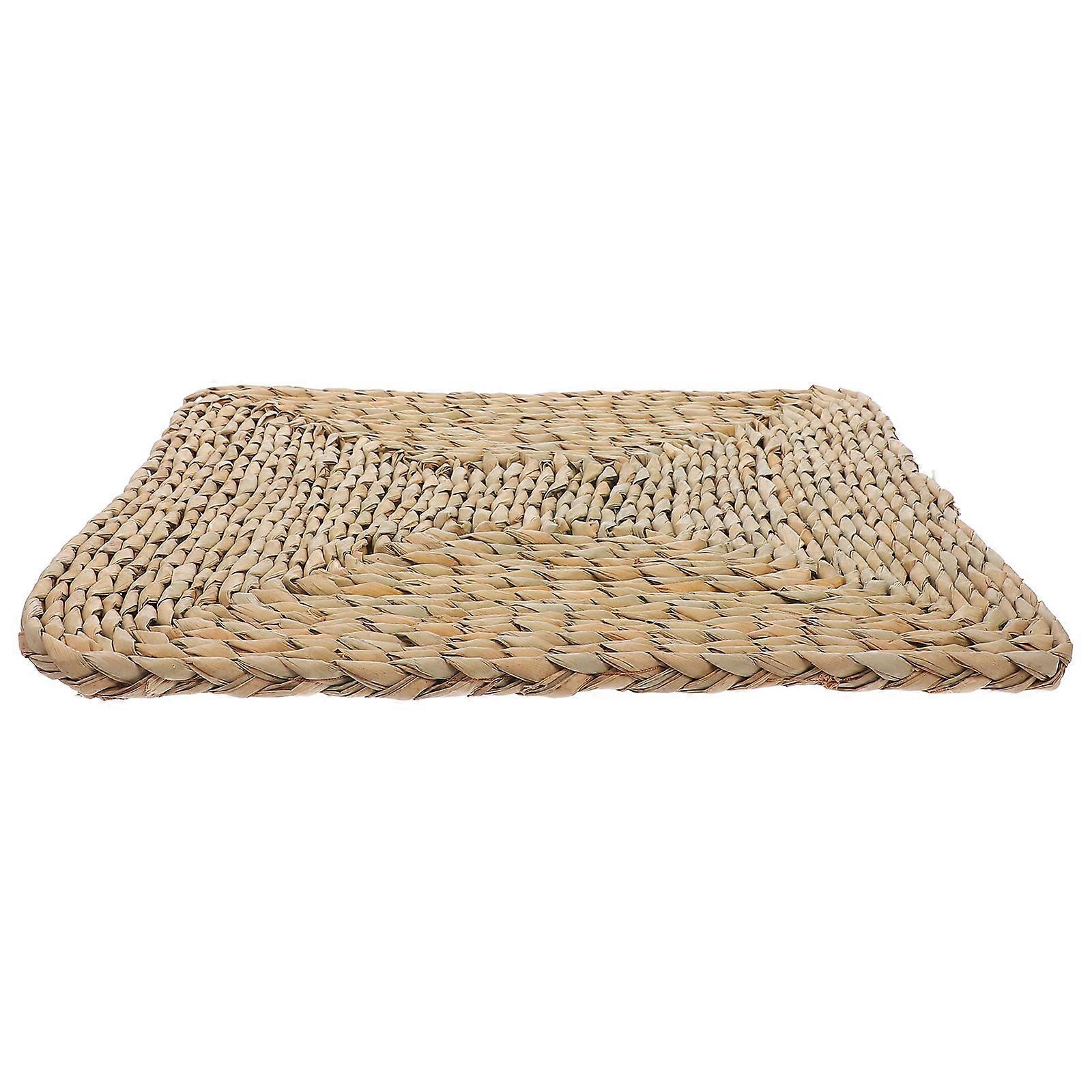 Brown Straw Woven Seat Cushion for Floor Seating 3Pcs Set