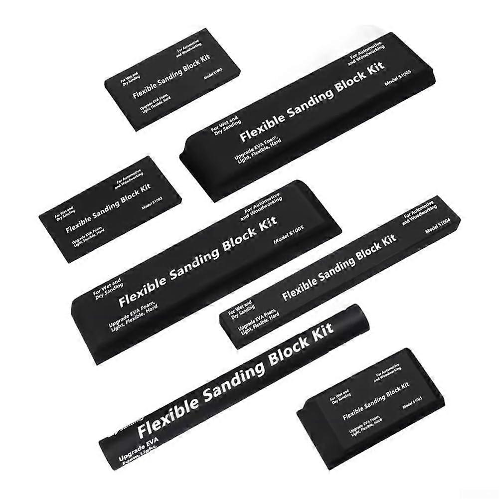 7pcs Flexible EVA Sanding Blocks For Wet And Dry Sanding In Woodworking And Auto Body Applications, Assorted Sizes