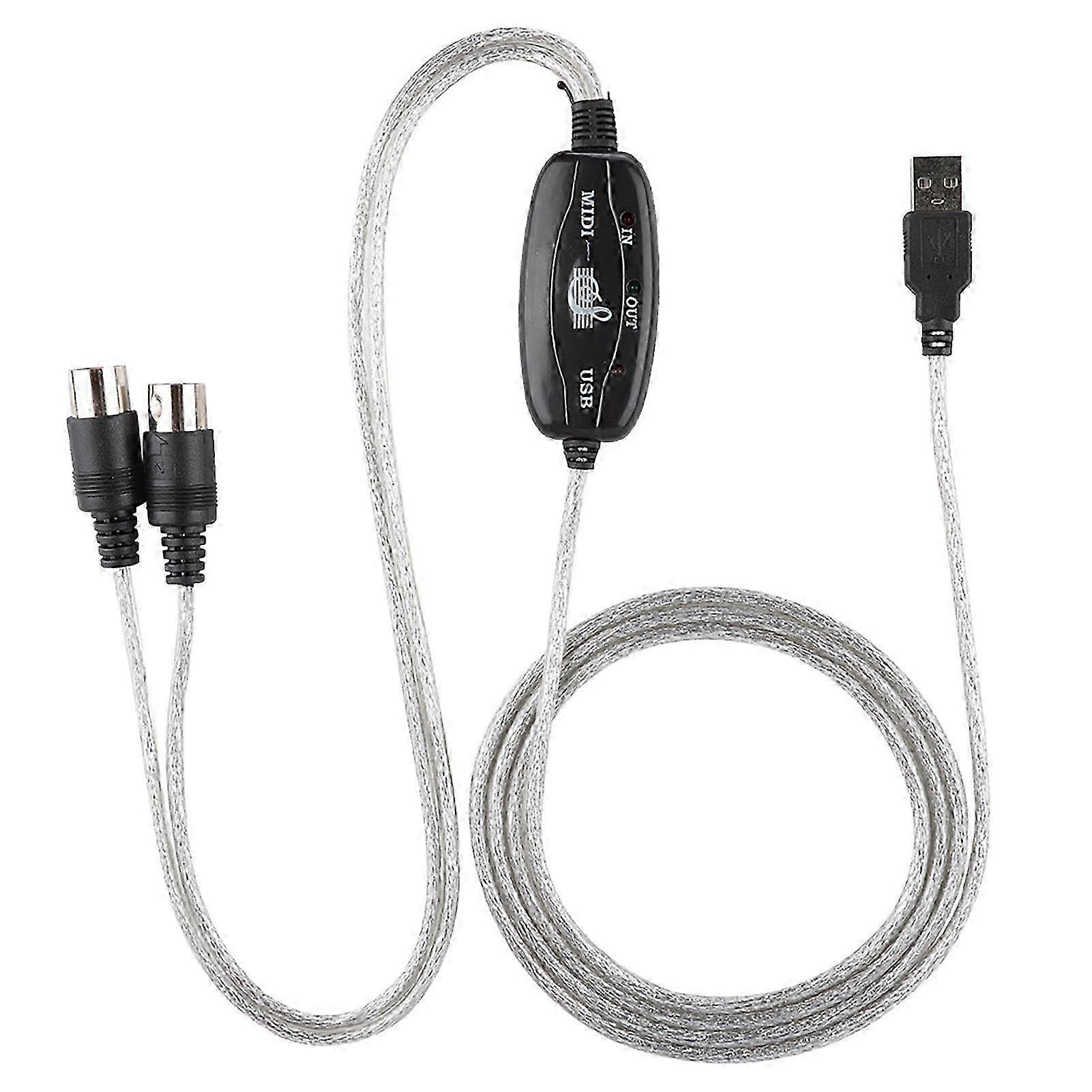 MIDI to USB Cable Converter MIDI Interface Adapter Cord Keyboard Music Editing Line