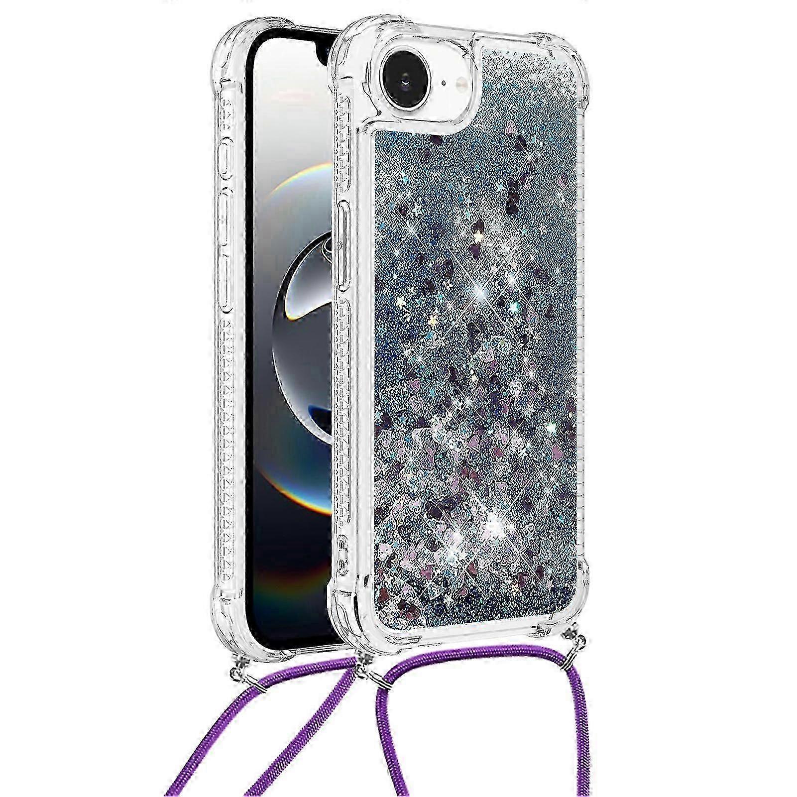2025 Compatible For iPhone 16e TPU Case Quicksand Design Phone Cover with Lanyard