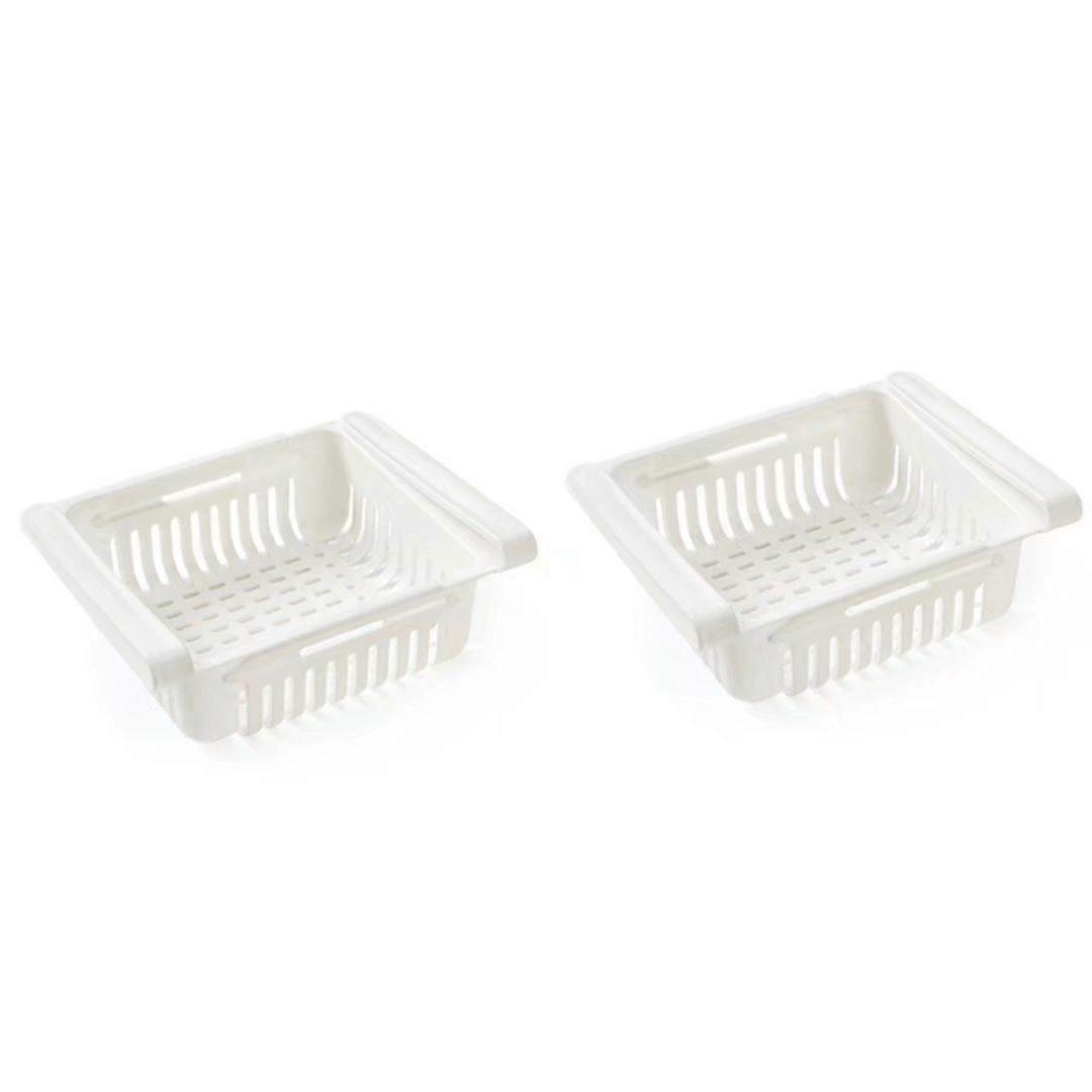 Refrigerator Sliding Storage Box Refrigerator Partition Layer Refrigerator Storage Refrigerator Partition Layer (2 White)
