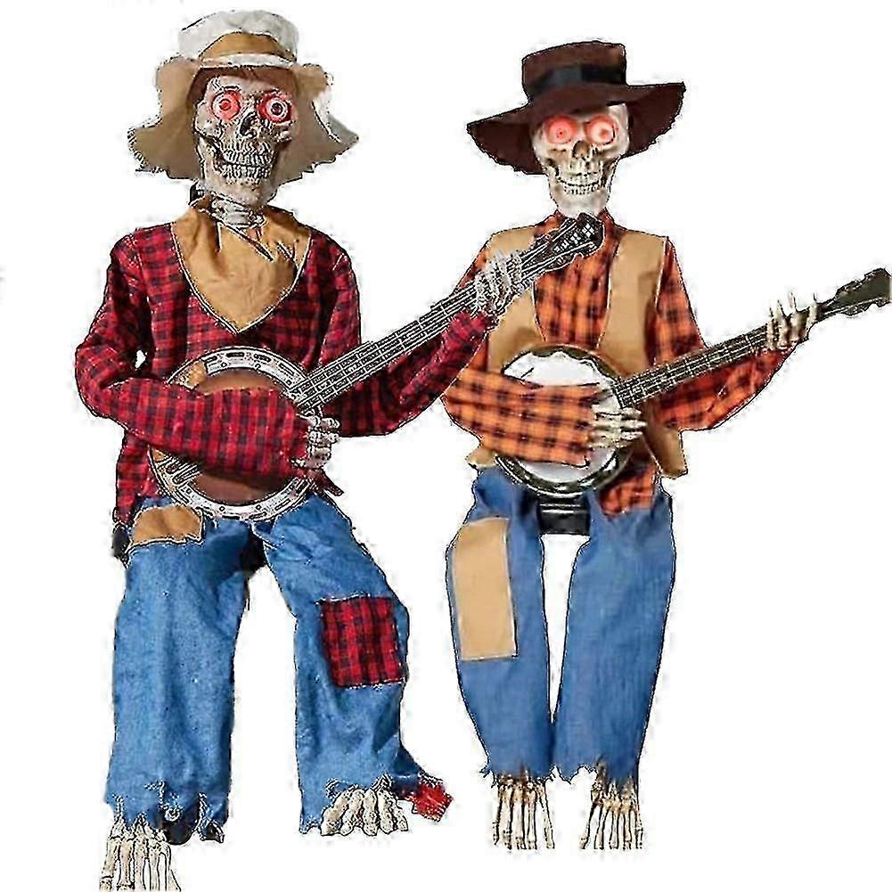 Funny Animated Dueling Banjo Skeletons, Halloween Musical Skeletons with Lights