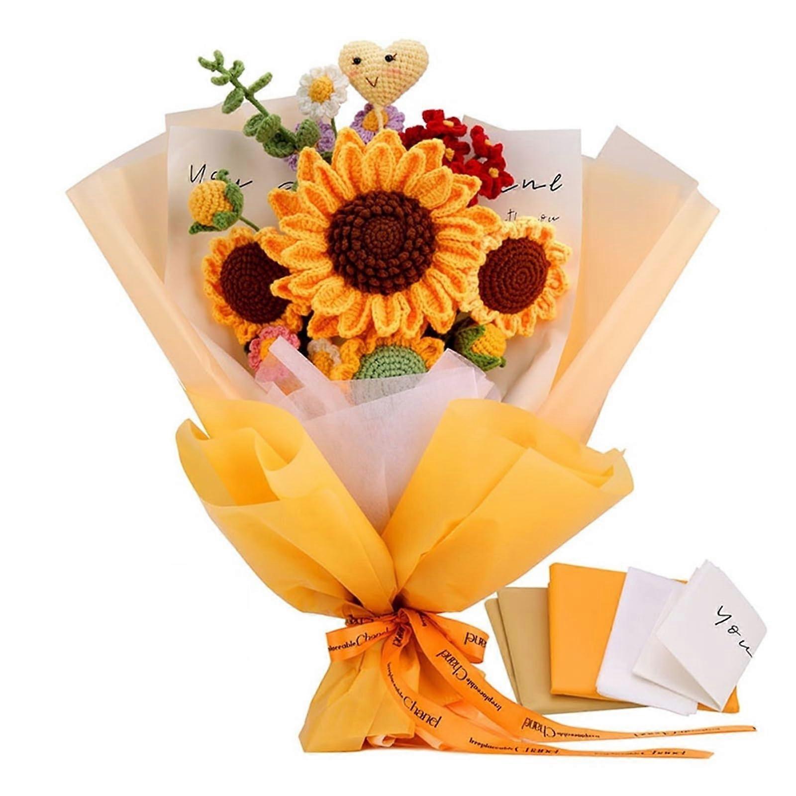 Crochet Set Bouquet Of Flowers Kit With Instruction Yarn Thread Needles Hooks Easy Knit DIY Craft Type4