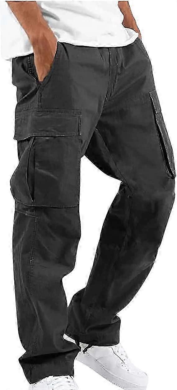 Solid Casual Cargo with Multiple Pockets Outdoor Fitness Pants for Men's