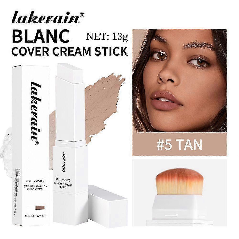 Blanc Cover Cream Stick V - Colour Changing Foundation Stick with Brush for Flawless Look - Medium to Full Coverage Dewy Finish Base Makeup Concealer