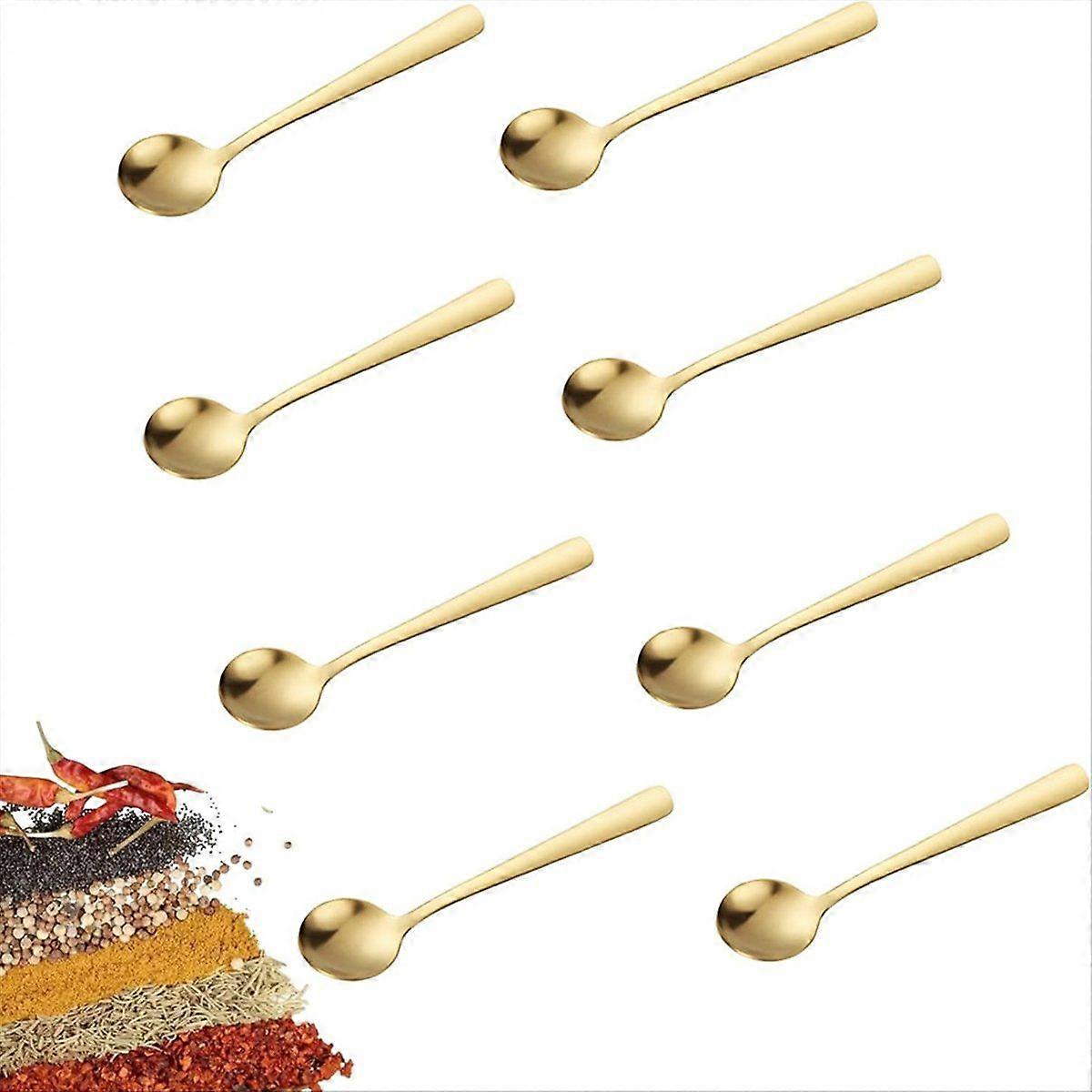 8 PCS Mini Spoons,2.9" Tiny Stainless Steel Spoons for Spices Jars, Small Condiment Spoon for Spice