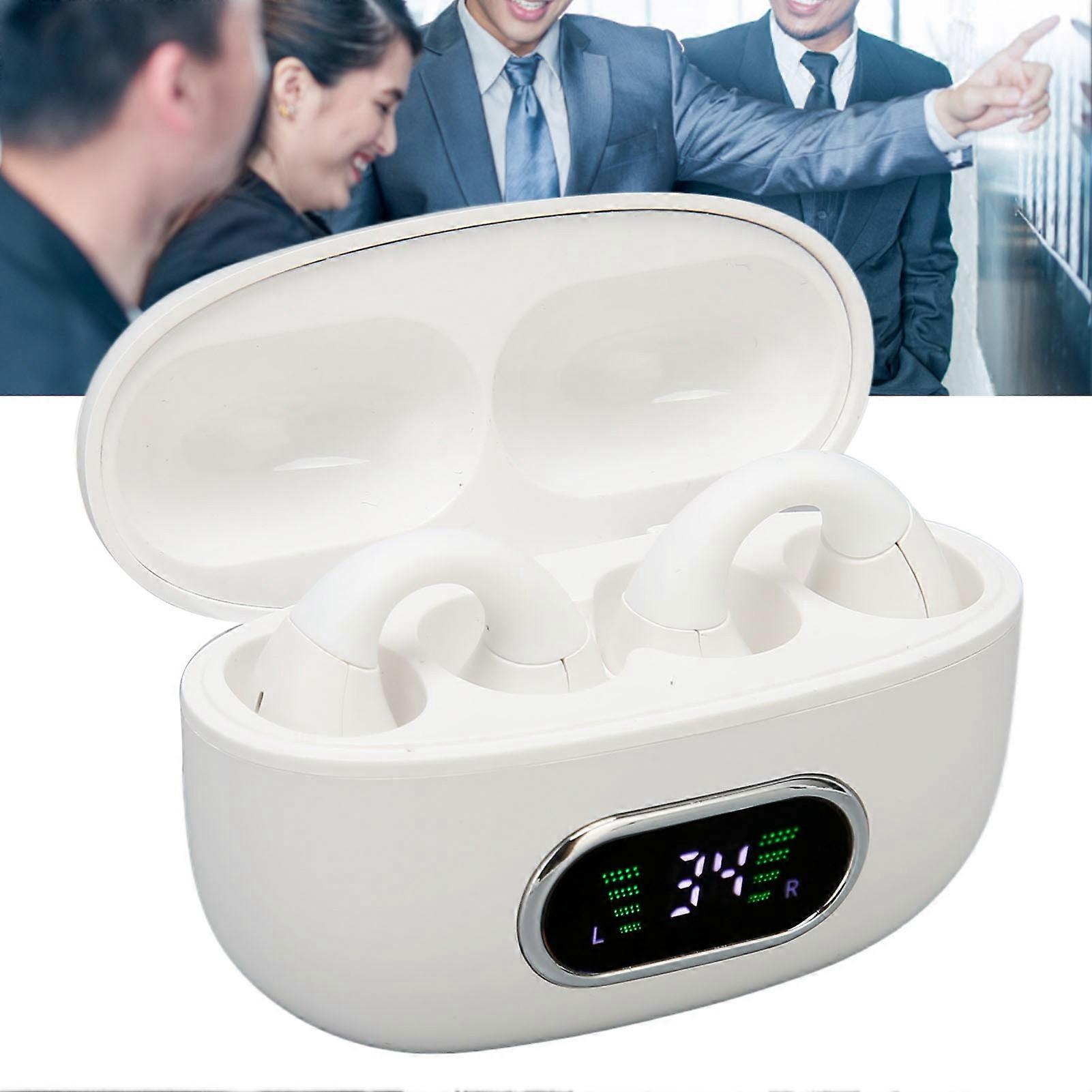 Bluetooth Translator Earphone 144 Languages Stereo Clip On Translation Earbuds with Charging Case for Android for IOS White 