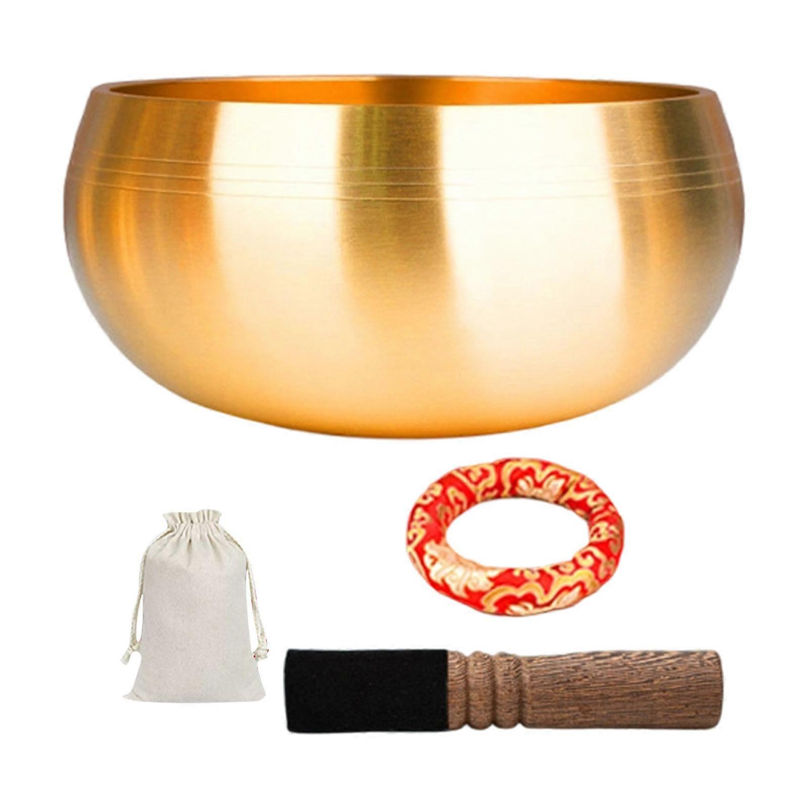 Full Size Meditation Sound Bowl Package Leather Wrapped Mallet Vibration Pad Convenient Storage Bag Included  9.5cm