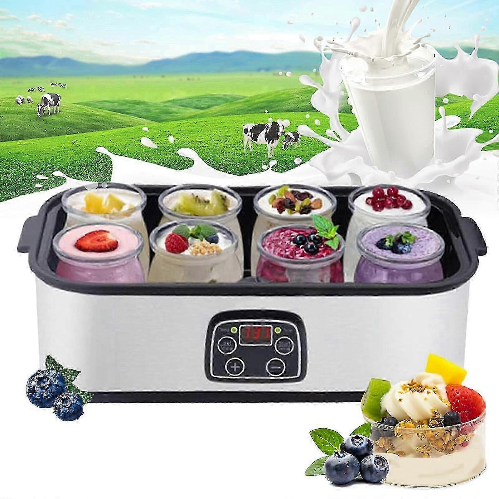 Ultimate Yogurt Makers, 1400 ml with 8 Glass Jars, LCD Display, Timer, Adjustable Temperature
