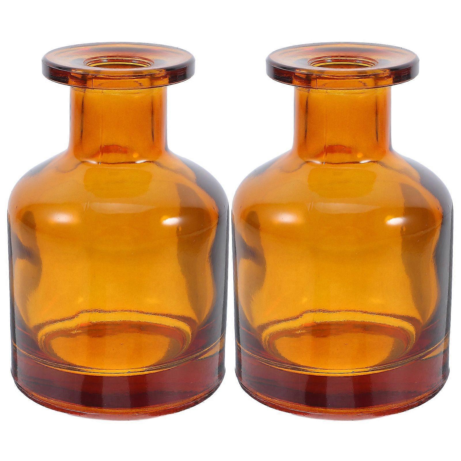2pcs Glass Diffuser Bottles Round Cylinder Shape Empty Refillable Fragrance Bottle For Home Fragrance Office Car And Aromatherapy