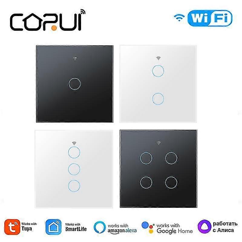 Corui Wifi 1/2/3/4 Gang Tuya Eu/us Standard Smart Touch Switch Smart Home Wall Button För Smart