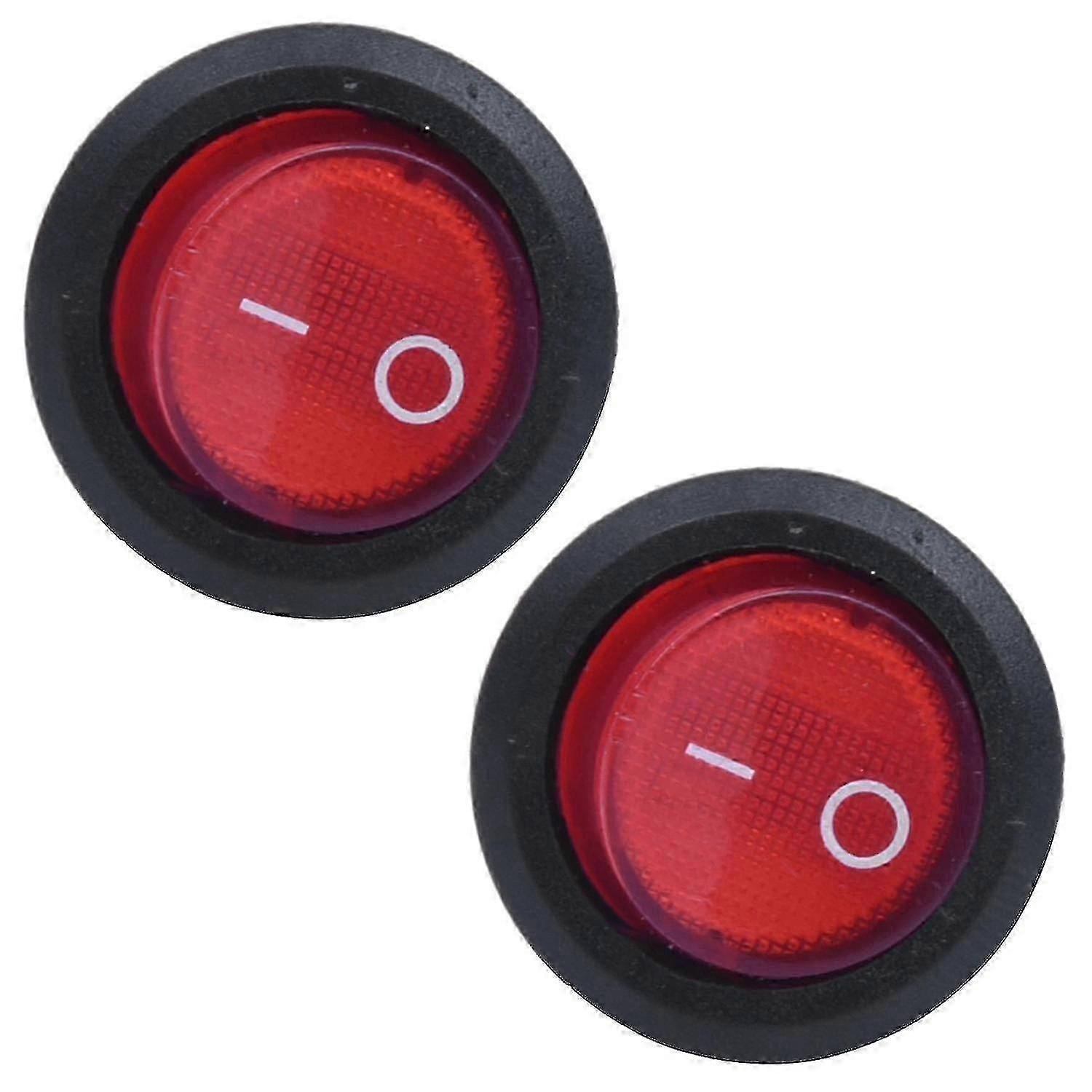 2x Bipolar Rocker Switch On/Off Red 3-Pin 220-240V Electrical Toggle Switch Edition 1110