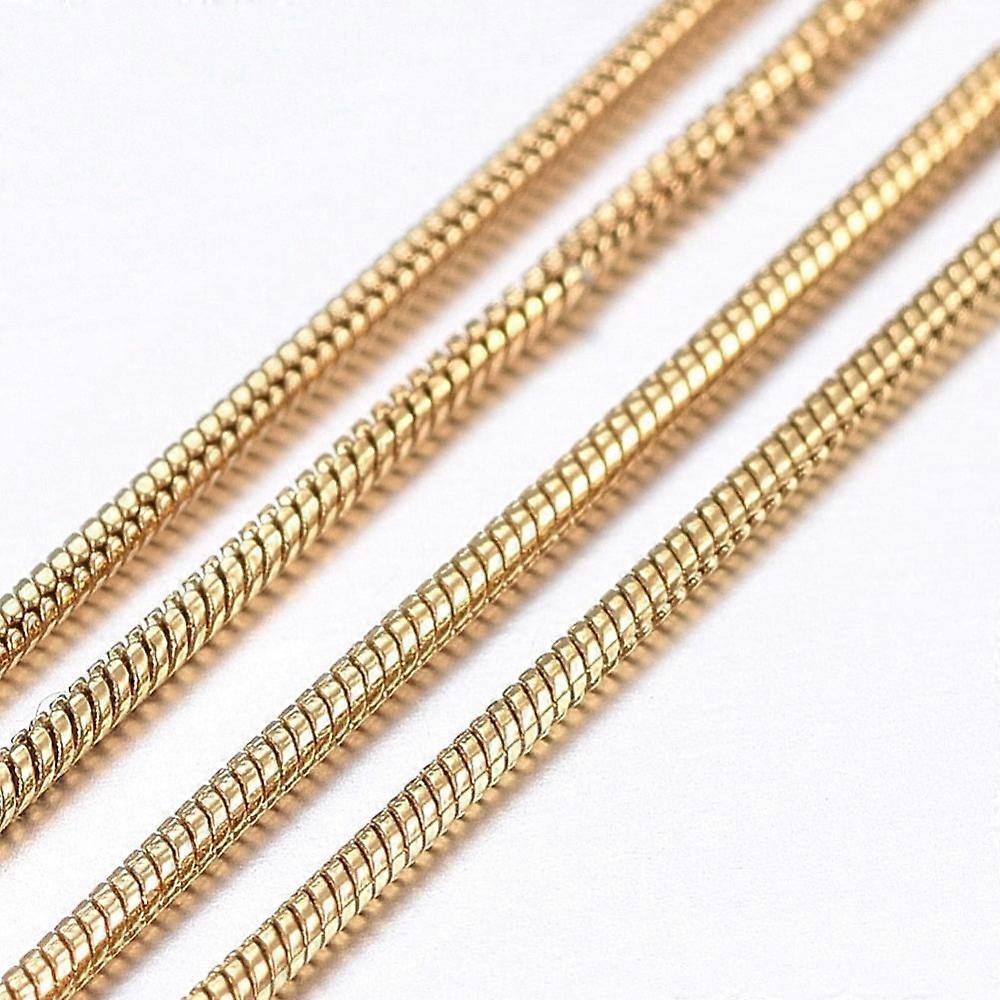 Handmade Ion Plating(IP) 304 Stainless Steel Round Snake Chains Soldered with Spool Golden 0.9mm about 32.8 Feet(10m)/roll