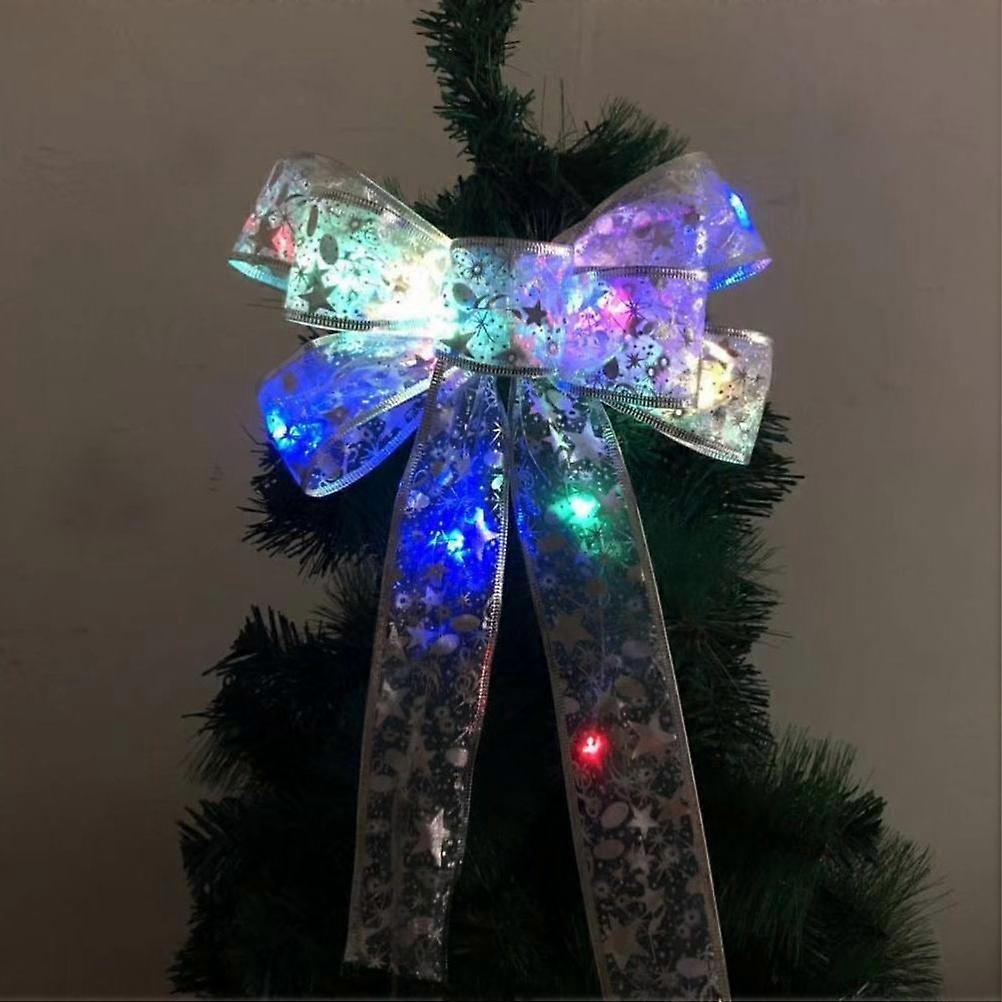Glowing Christmas Transparent Bow Hanging Pendant Light Up Bow Hanging Ornaments String Lamp for