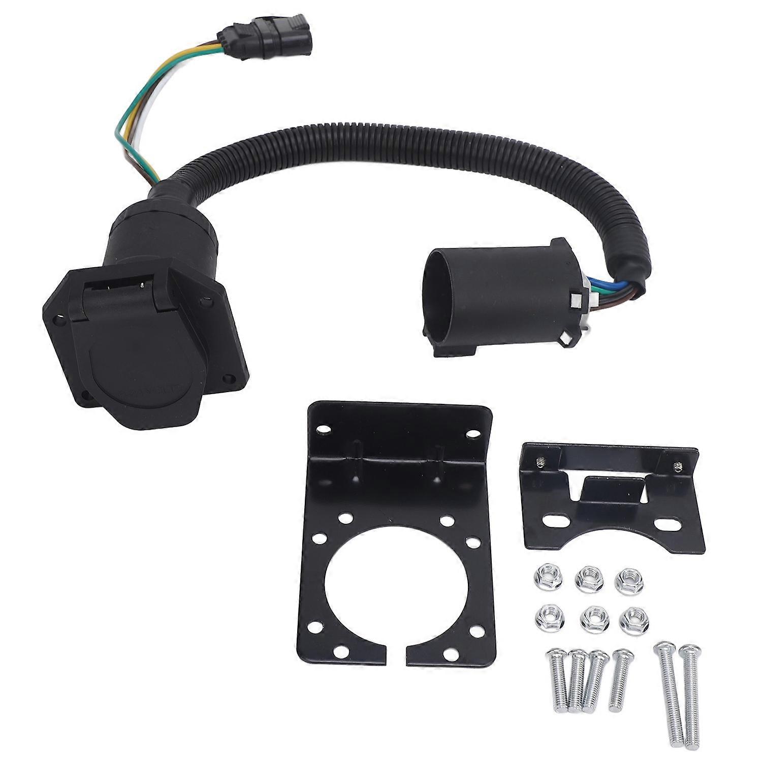 Multi Tow Trailer Adapter 7 Pin to 7 Way Blade and 4 Way Flat Wiring Harness Side Trailer Light Plug