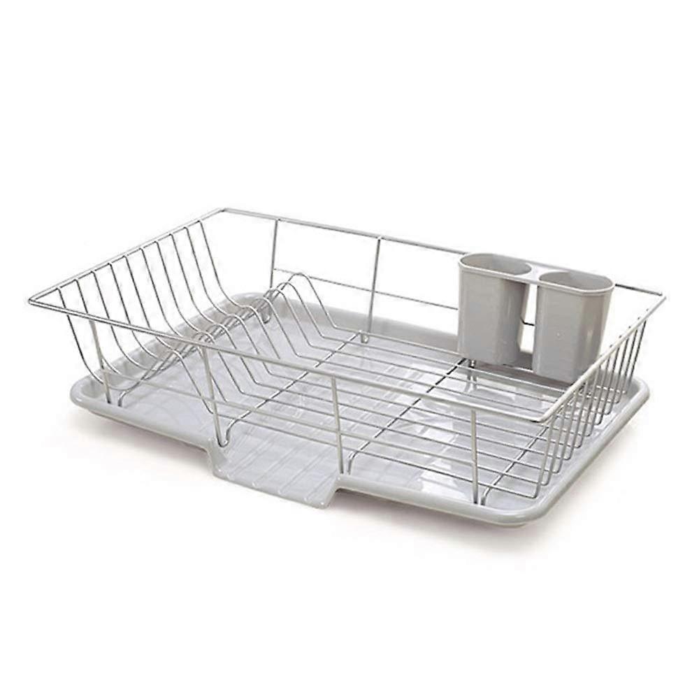 Sink Dish Drying Rack with Draining Basket Rustproof Kitchen Storage for Plates Bowls Fruit