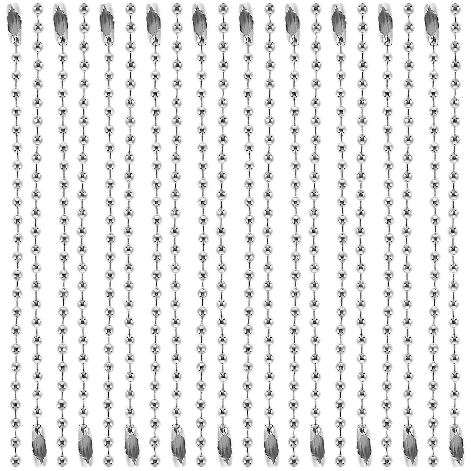 200Pcs Metal Ball Beads Chain for Keychain Making Electroplated Silver