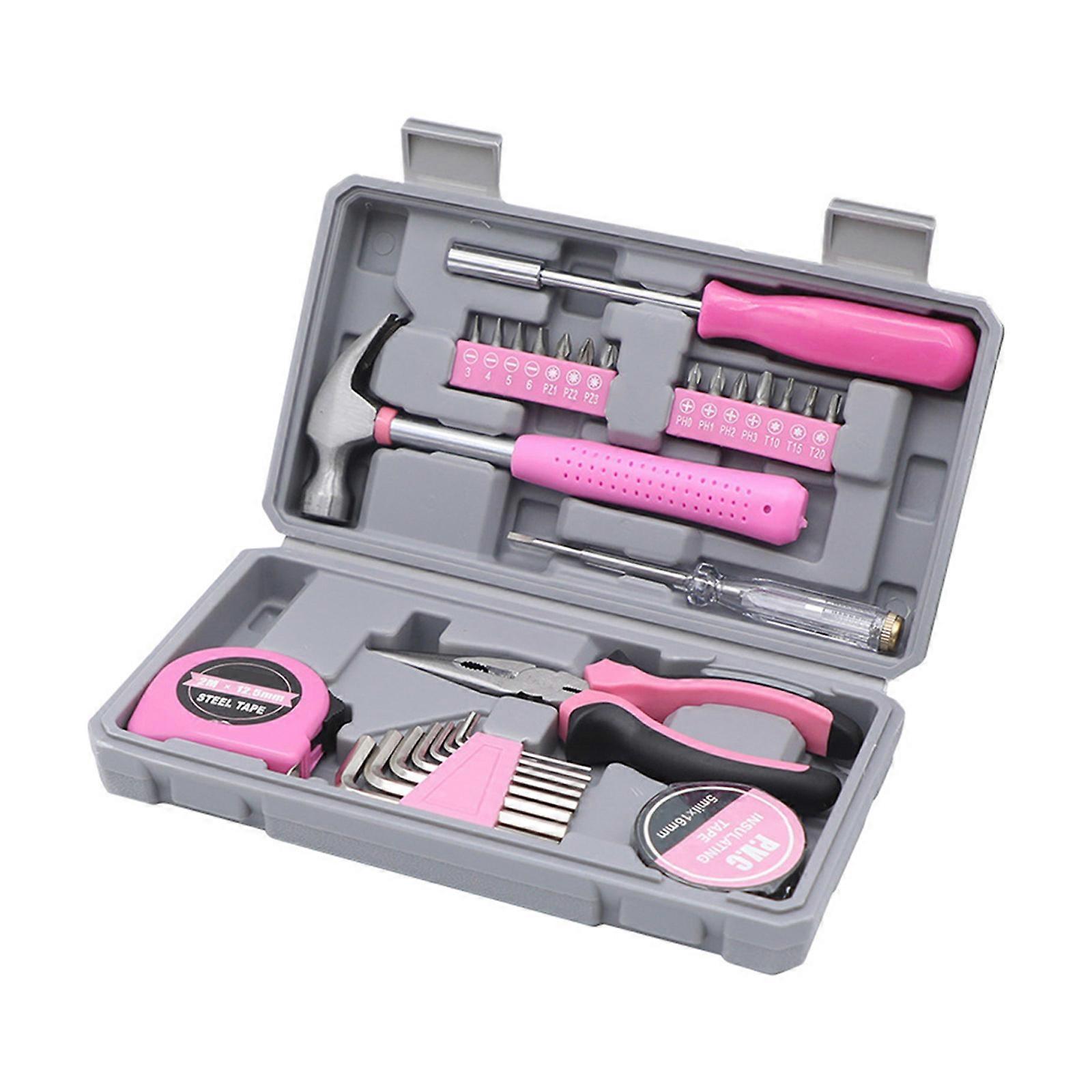 Professional 29Pcs Household Repair Tool Kit with Pliers Wrench Measuring Tape Hammer Hex Key For DIY Projects Multicolor