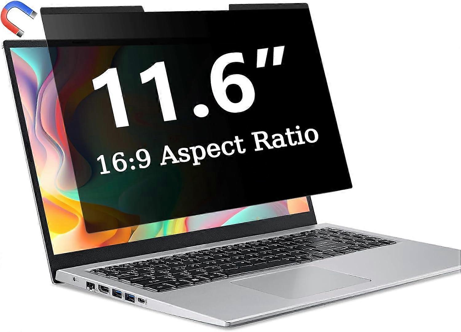 Magnetic 11.6 Inch Laptop Privacy Screen Filter, for Removable & Reusable 16:9 Widescreen Display Laptop Privacy
