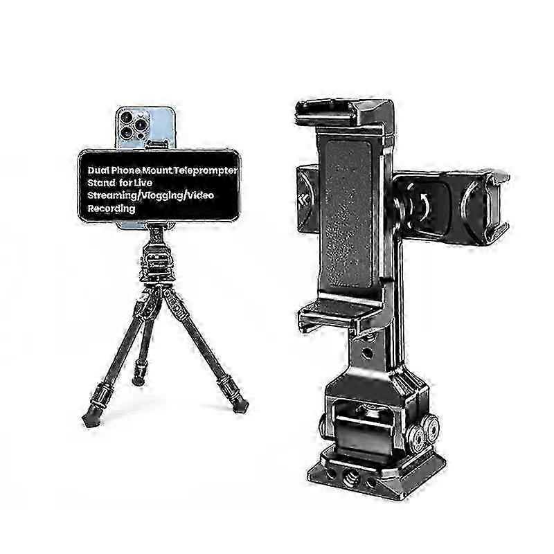 Dual Phone Mount Teleprompter Stand with Arca-Swiss Base Compatible with DJI Stabilizers for Live Streaming/Vlogging/Video Recording 2025